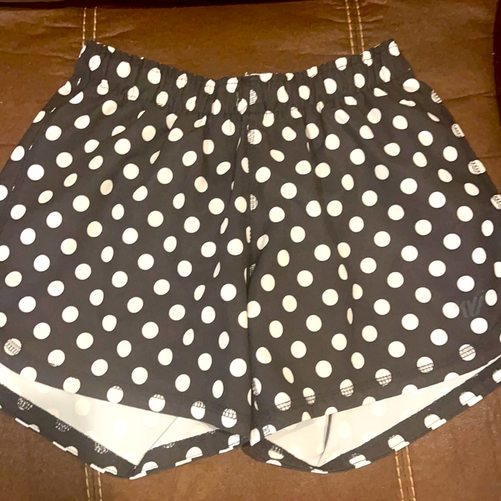 Varsity black polka dot gym shorts